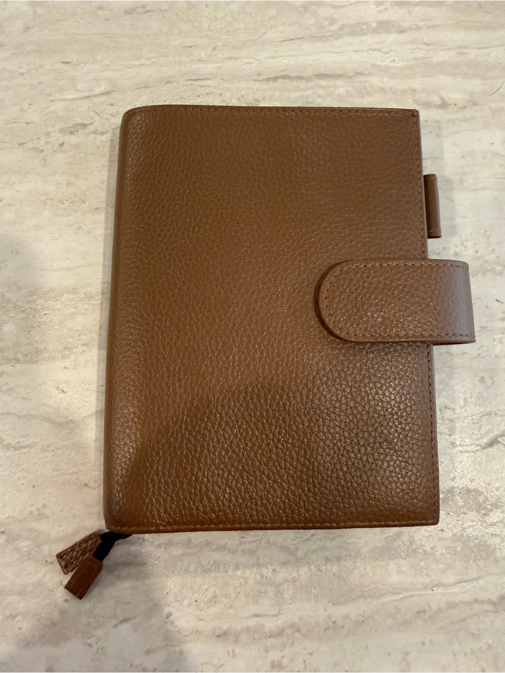Moterm Brown Pebbled Leather Planner Cover Organizer 7x5 Snap Closure A6